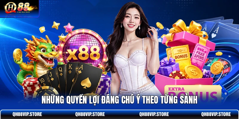 Những quyền lợi đáng chú ý theo từng sảnh