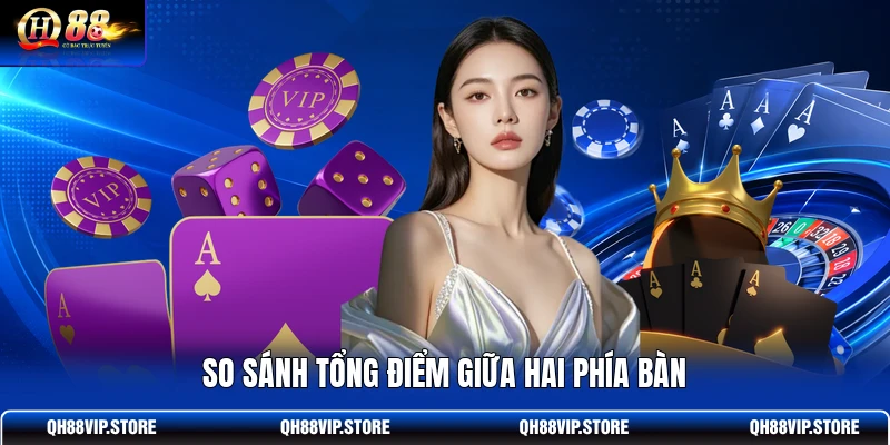 So sánh tổng điểm giữa hai phía bàn